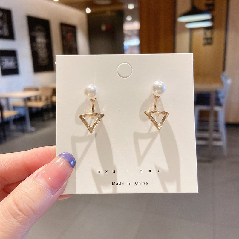 Small Triangle Stud Earrings For Women Girl Fashion Modern Jewelry Gift