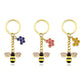 6 Styles Alloy Drip Oil Rhinestone Bee Keychain Hexagon Honeycomb Charms Key