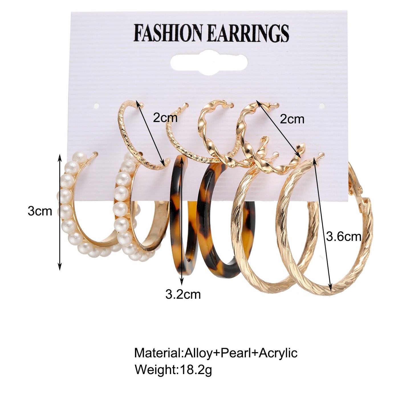 5pairs Boho Mixed Hoop Earrings Fashion Women Summer Party Jewelry Girls Gifts