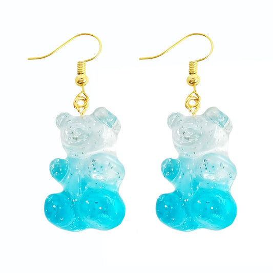 Blue Bear Resin Animal Drop Earrings Women Creativity Jewelry Cute Earring Girls