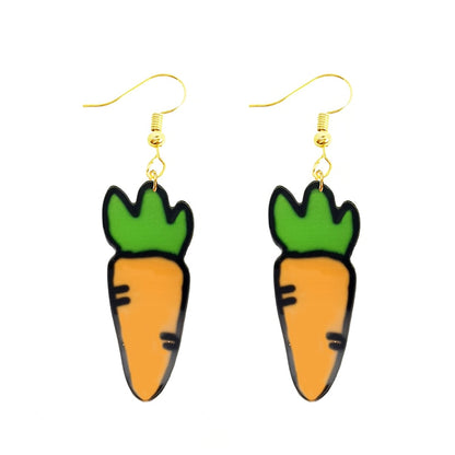 Carrot Acrylic Large Drop Earrings Cartoon Art Women Party Jewelry Ear Fashion