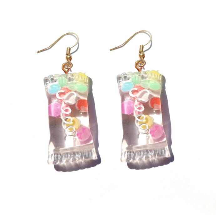 Resin Handmade Candy Package Drop Earrings Cartoon Art Women Party Jewelry Ear