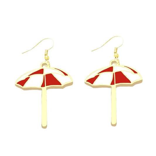 Beach Umbrella Drop Earrings Cartoon Art Women Party Jewelry Ear Fashion Pendant