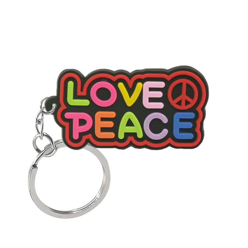 Love Peace Keychain Party Gift Cute Keyring Cartoon DIY Jewelry Souvenir