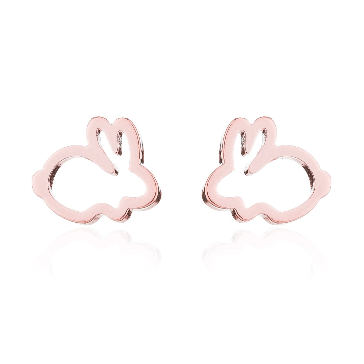 Rabbit Stainless Steel Stud Earrings for Women Animal Jewelry Earrings Female