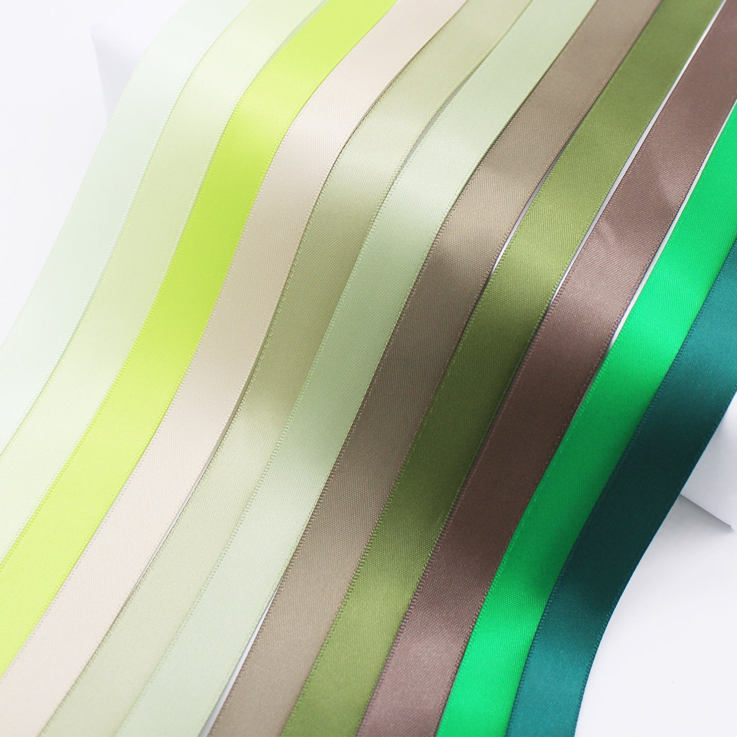 5 Meter Lot Grosgrain Ribbon Satin Ribbon Green Olive Moss Mint Sage