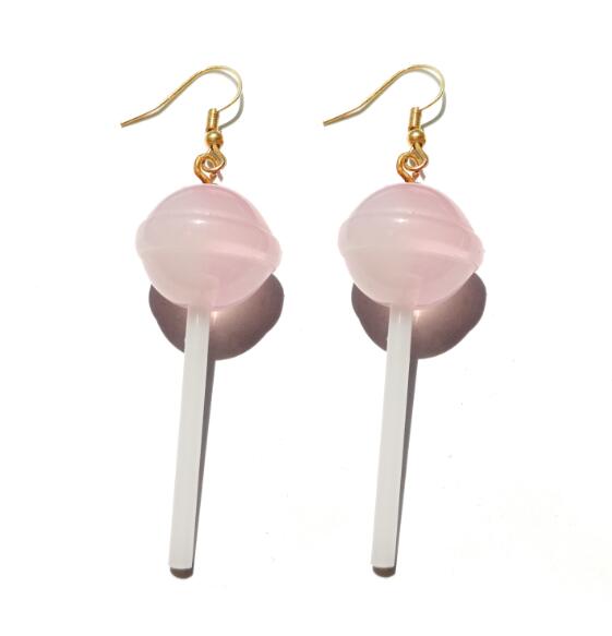 Pink Resin Candy Lollipop Drop Earrings Cartoon Ear Pendants Accessories Women