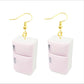 Retro Pink Fridge Drop Earrings Cartoon Art Women Party Jewelry Ear Fashion