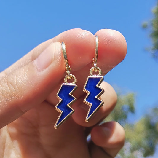 Royal Blue Lightning Drop Earrings Women Fashion Creative Art Cute Stylish