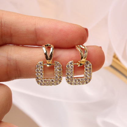 Rhinestone Square Fashion Ear Studs Earrings Jewelry Women Earrings Accessories