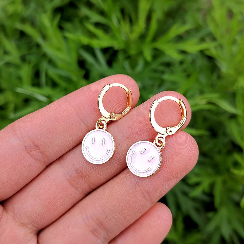 White Smile Pendant Drop Earrings Women Girl Fashion Trendy Jewelry Accessories