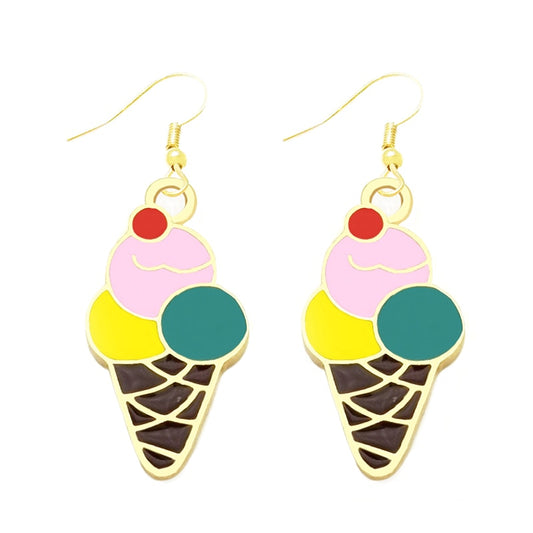 Ice Cream Drop Earrings Cartoon Ear Pendants Accessories Women Art Jewelry