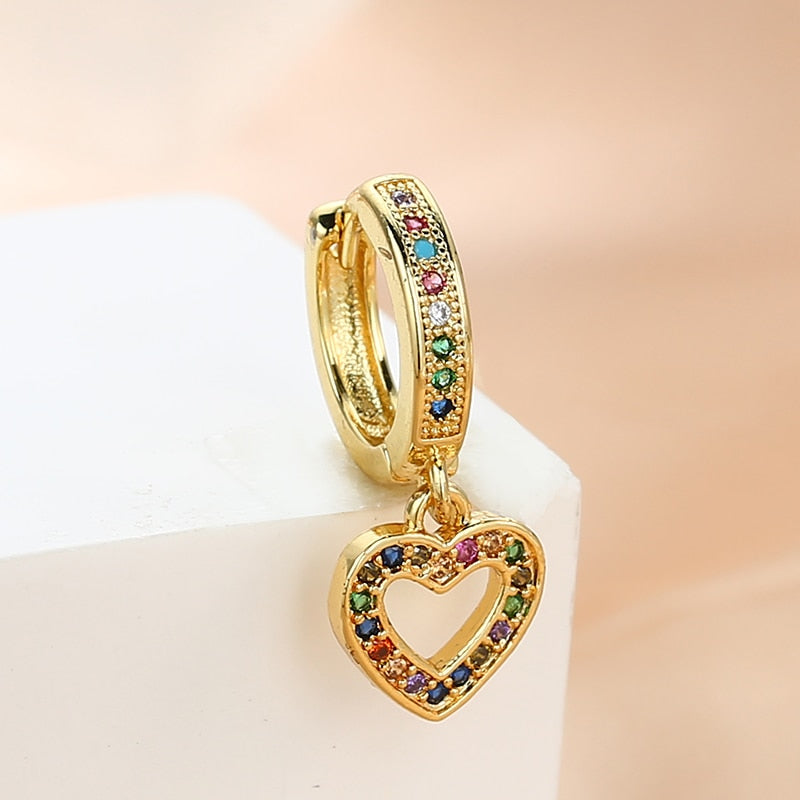 1pc Colorful Rhinestone Heart Shape Cartilage Earring Ear Piercing For Women