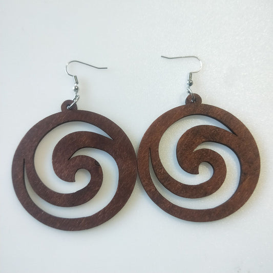 Wooden Circle Spin Drop Earrings Women Party Wedding Jewelry Dangle Gifts