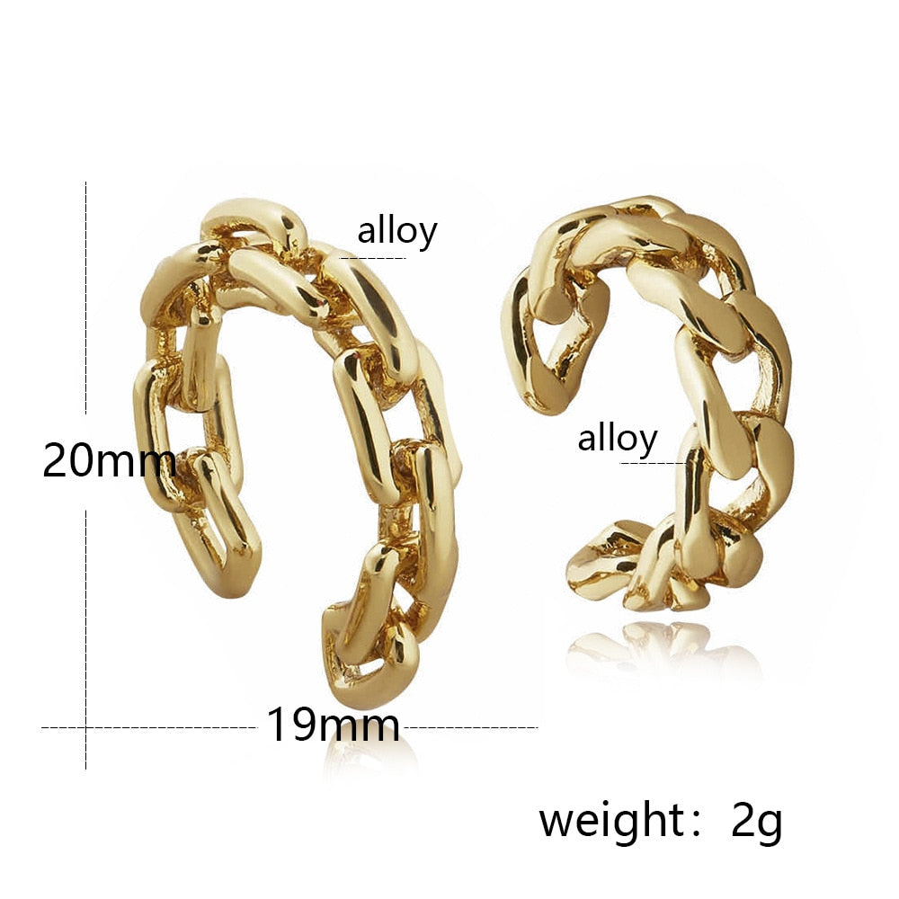 2pc Chain Pattern Boho Ear Cuff Set Earrings Women Travel Fashion Cartoon