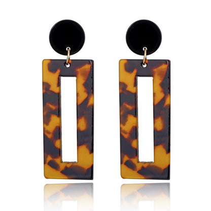 Rectangular Tortoiseshell Drop Earrings Modern Women Stylish Gift Jewelry Ear