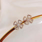 Four-Leaf Clover Earring Flower Earrings for Girl Metal Inlaid Zircon