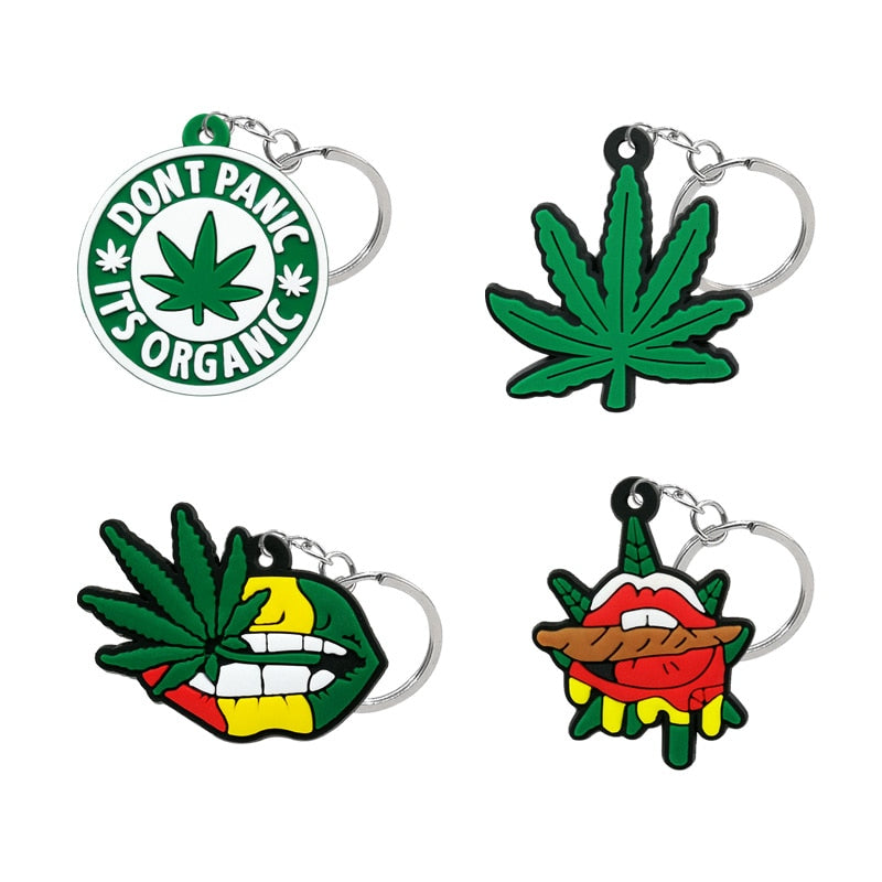 4 Styles Green Plant Lips Design Keychain Cartoon Decoration Charms Key