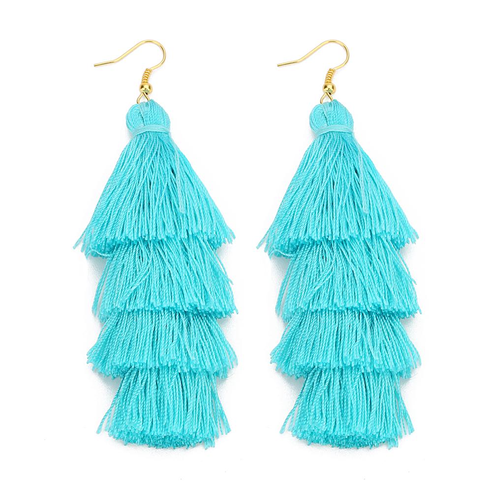 39 Styles  4 Layer Bohemian Multicolor Statement Tassel Dangle Earrings Women