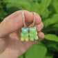 Blue Green Ombre Bear Lady Cute Dangle Earrings for Women Jewelry Girls Earrings