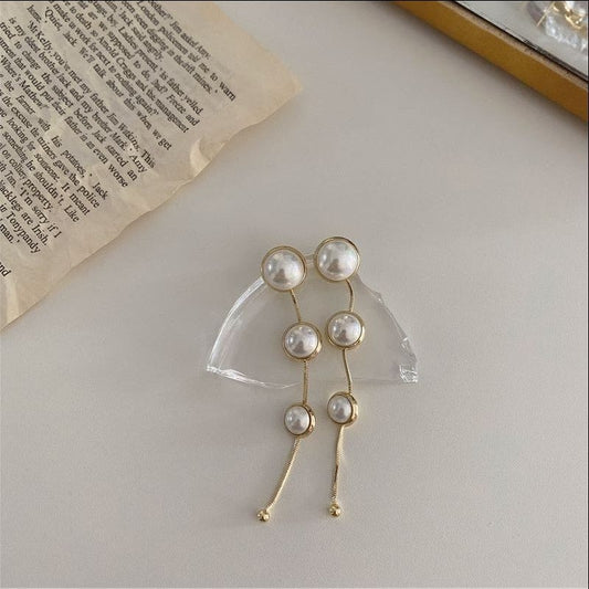 Pearl Button Design Drop Earrings Women Girl Party Gift Fashion Ear Jewelry