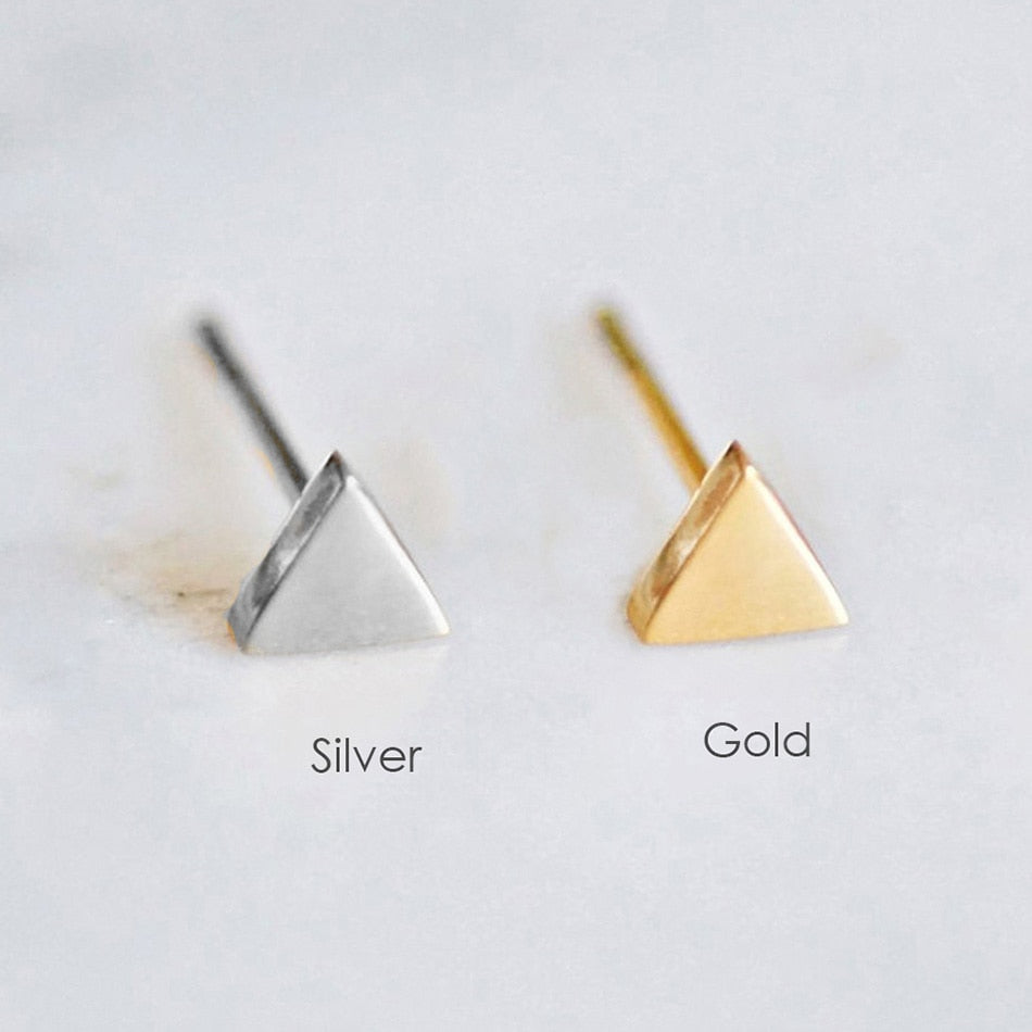 Mini Small Triangle Stainless Steel Earrings Women Stud Earrings Tiny Jewelry