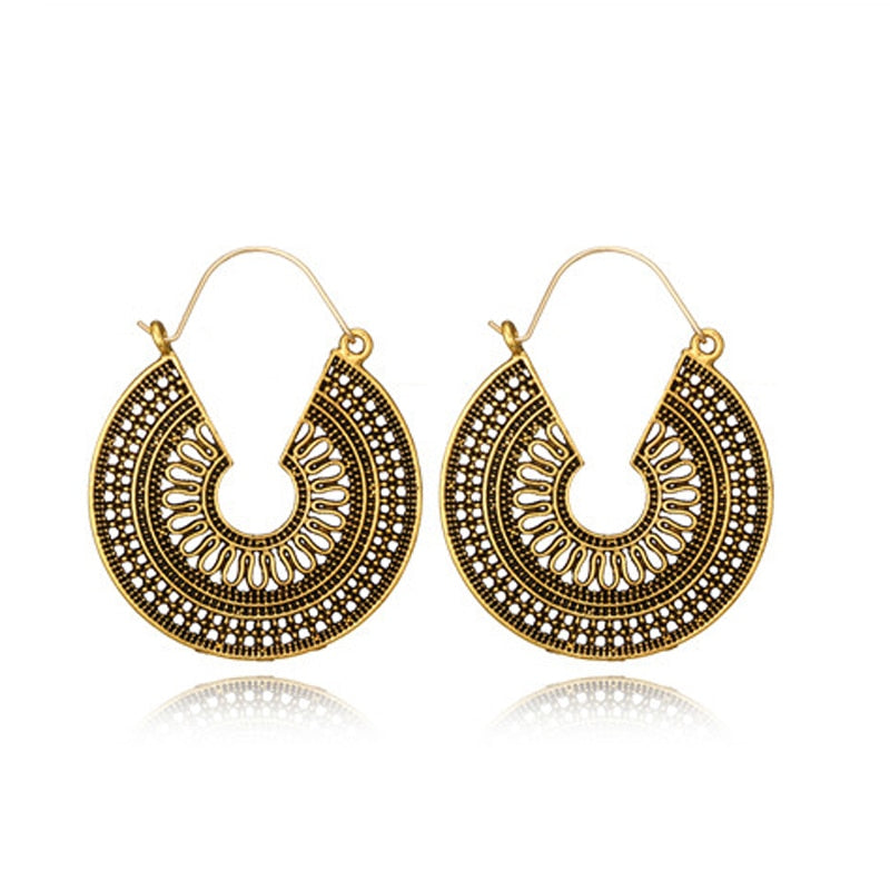 28 Styles Vintage Boho Geometric Carved Hoop Earrings Women Gifts Earring Cute