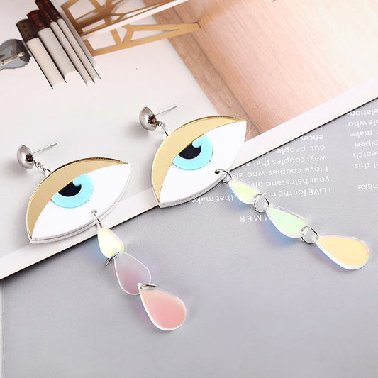 Holographic Tears Drop Earrings Women Travel Fashion Cartoon Earrings Creative