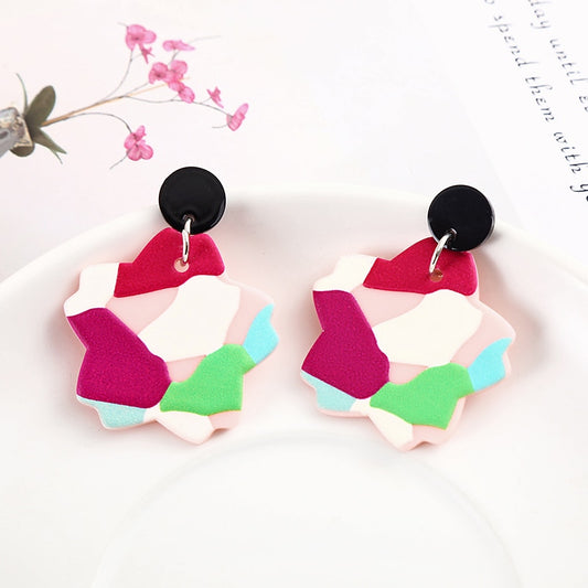 Stone Pattern Star Drop Earrings Women Travel Fashion Cartoon Earrings Creative