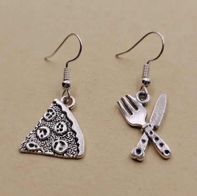 Pizza Slice Fork Drop Earrings Fashion Party Girls Pendant Earrings Women