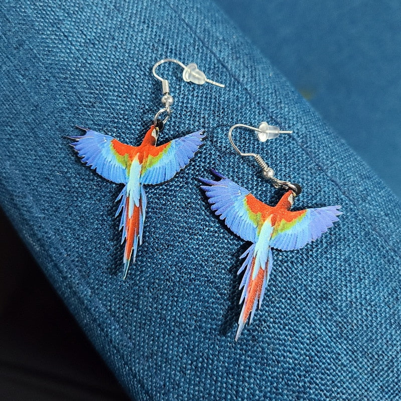 8 Styles Acrylic Hummingbird Pigeon Eagle Owl Parrot Dangle Earrings Women