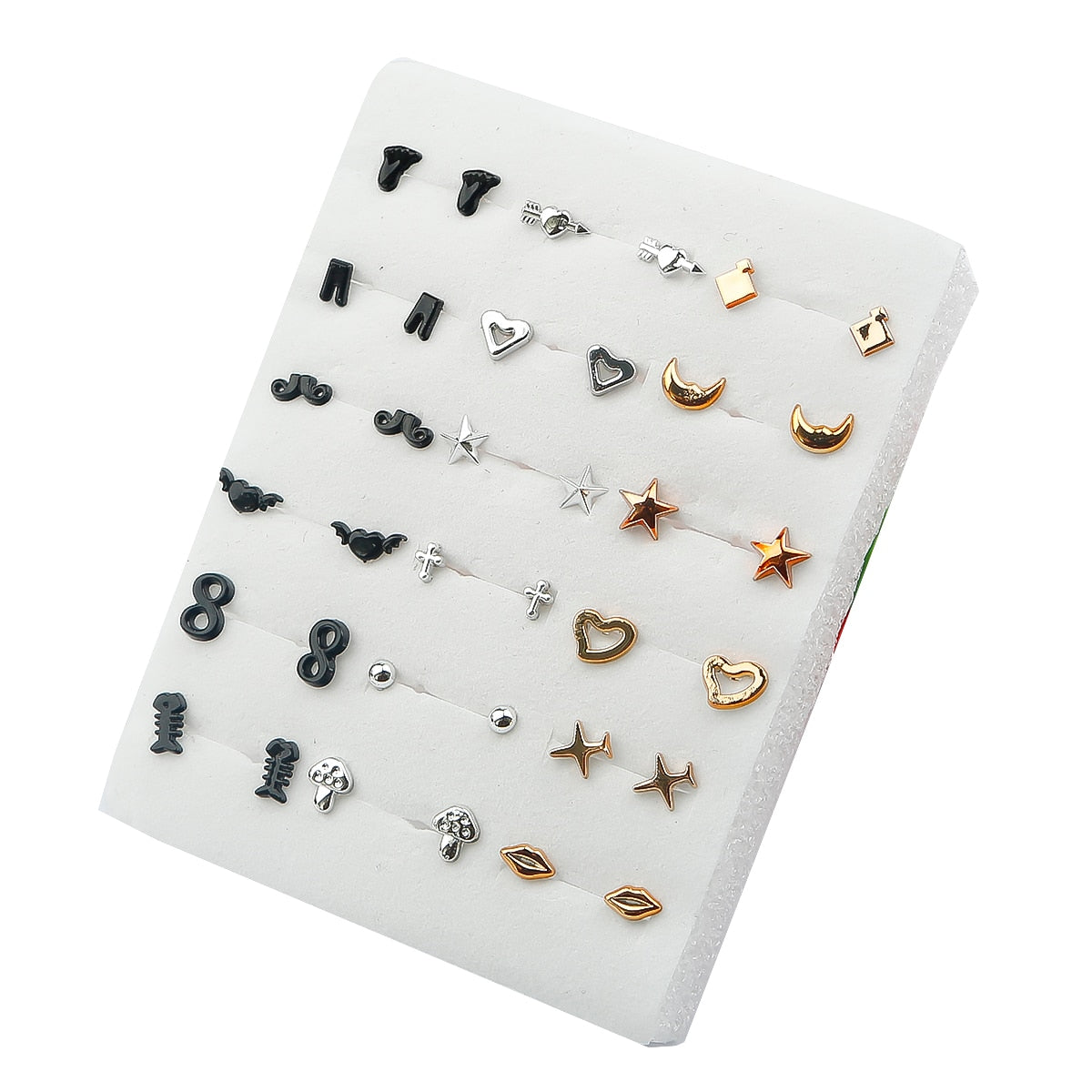 18 Pairs Plane Mushroom Stud Earrings Set Women Small Girl Lips Earring Jewelry