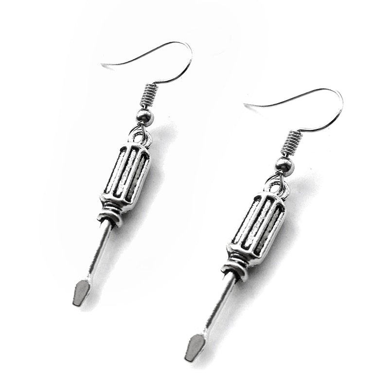 Creative Design Metal Screwdriver Drop Earrings Women Creativity Jewelry Cute