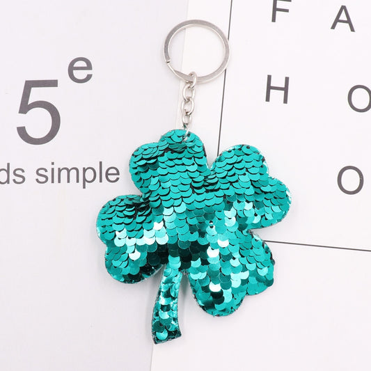 Aqua Style Clover Sequin Keychain Sparkling Love Keyring Women Shoulder Bag