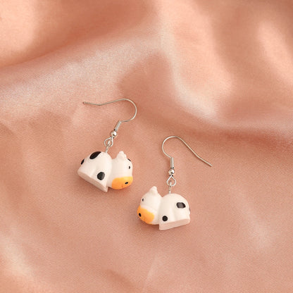 Cattle Drop Earrings Women Travel Fashion Cartoon Earrings Creative Jewelry