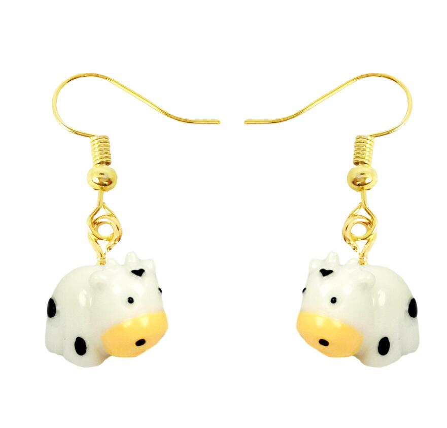 Baby Cow Drop Earrings Cartoon Art Women Party Jewelry Ear Fashion Pendant