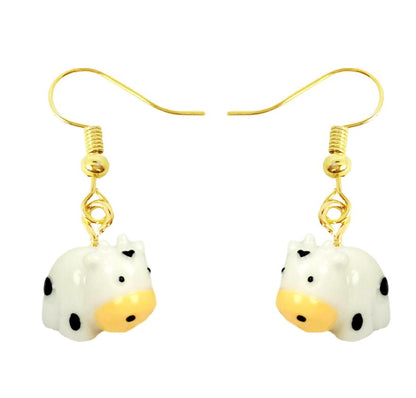 Baby Cow Drop Earrings Cartoon Art Women Party Jewelry Ear Fashion Pendant