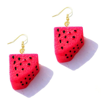 Dragonfruit Slice Resin Handmade Drop Earrings Cartoon Art Women Party Jewelry