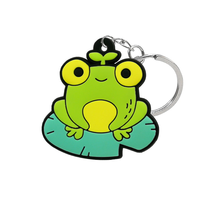 22 Styles Frog Cat Animals Design Keychain Cute Key Holder Cartoon Keyring