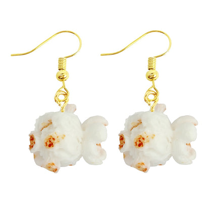 Funny Cute Single Corn Puff Popcorn Drop Earrings Women Creativity Jewelry Cute