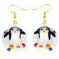 Penguin and Lifebuoy Ring Drop Earrings Cartoon Art Women Party Jewelry Ear