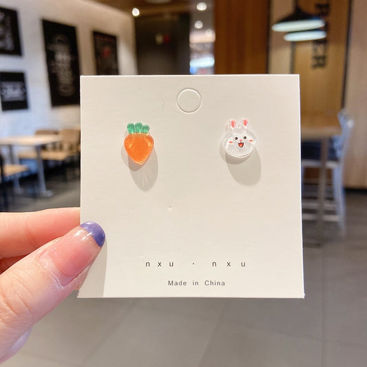 Rabbit Carrot Stud Earrings For Women Girl Fashion Modern Jewelry Gift