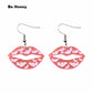 Glitter Pink Lip With Bat Acrylic Drop Earrings Fashion Women Summer Party