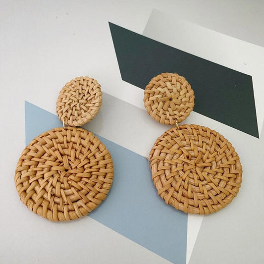 Rattan Drop Earrings Modern Women Stylish Gift Jewelry Ear Fashion Pendant