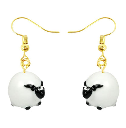 Round Sheep Drop Earrings Cartoon Art Women Party Jewelry Ear Fashion Pendant