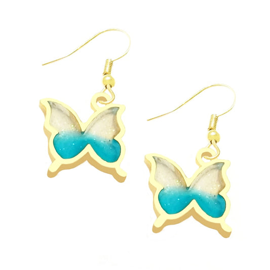 Blue Butterfly Drop Earrings Cartoon Ear Pendants Accessories Women Art Jewelry