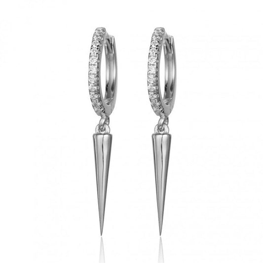 Silver-colored Point Charm Earrings Women Girl Fashion Trendy Jewelry