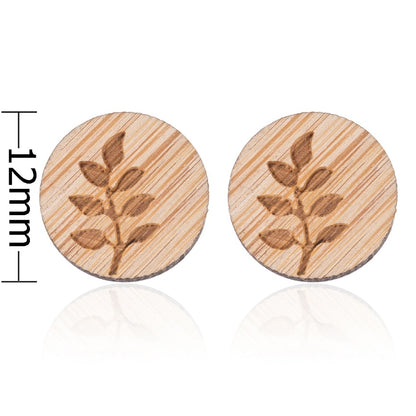 Wooden Leaf Lady Cute Stud Earrings for Women Jewelry Girls Earrings