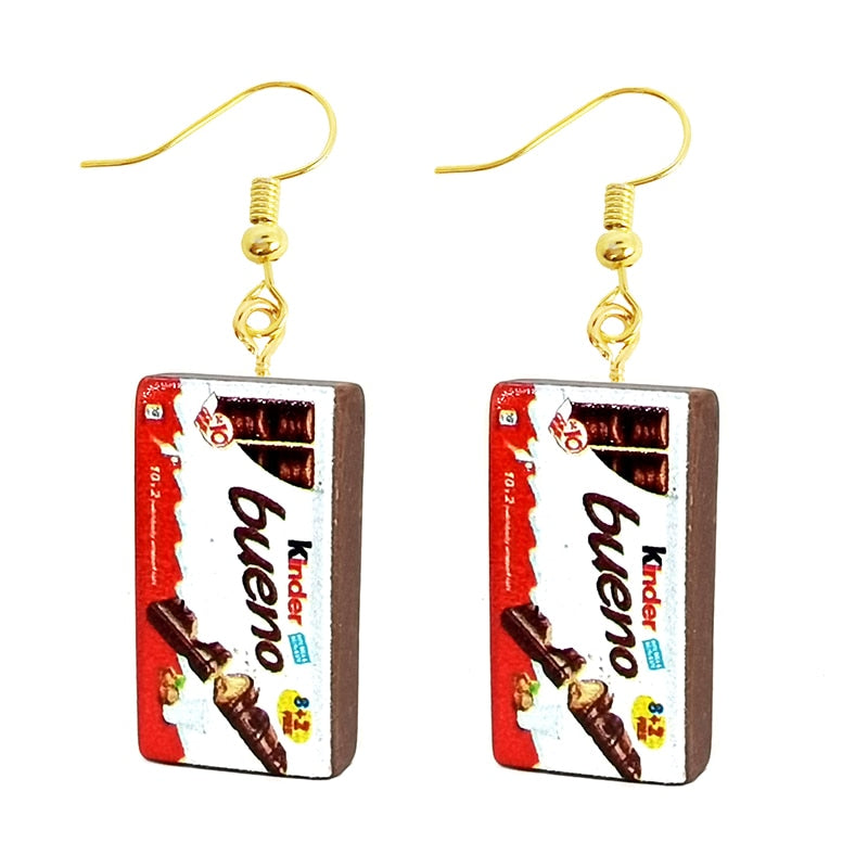 Resin Funny Food Crunchy Bar Drop Earrings Women Creativity Jewelry Cute Earring