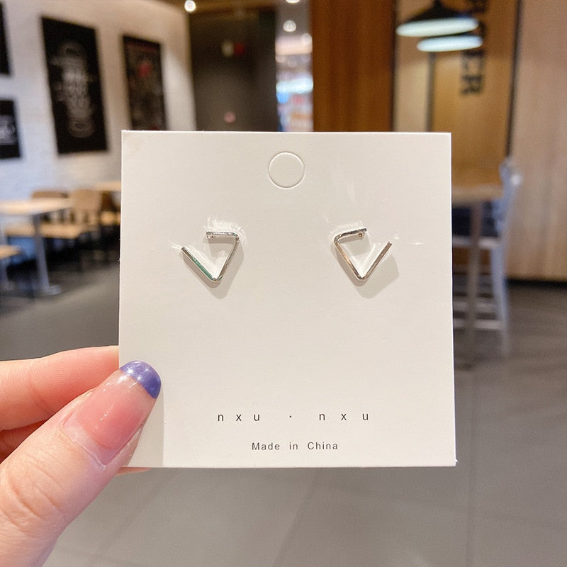 Minimalistic Geometric Style Stud Earrings For Women Girl Fashion Modern Jewelry
